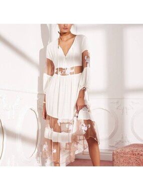 for love & lemons liya lace midi dress For Love & Lemons Liya Sheer Lace Illusion Midi Dress